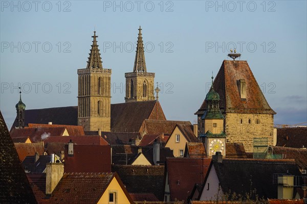 View from the battlements of the city wall to St. Mark's tower and St. Jacob's church