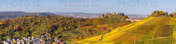 Grave chapel Wuerttemberg Rotenberg vineyards autumn panorama city trip in Stuttgart