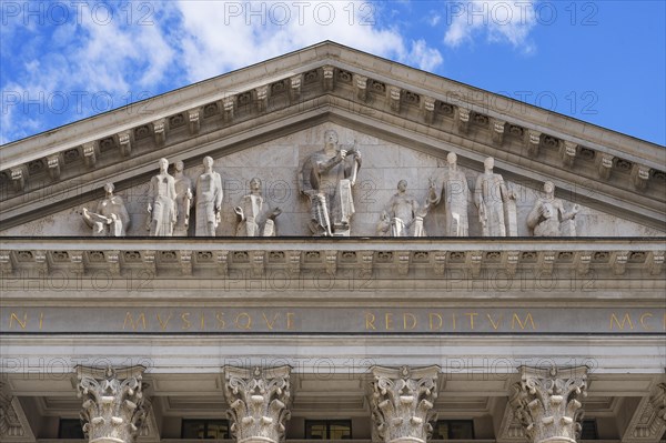 Gable of the opera and Corinthian column capitals