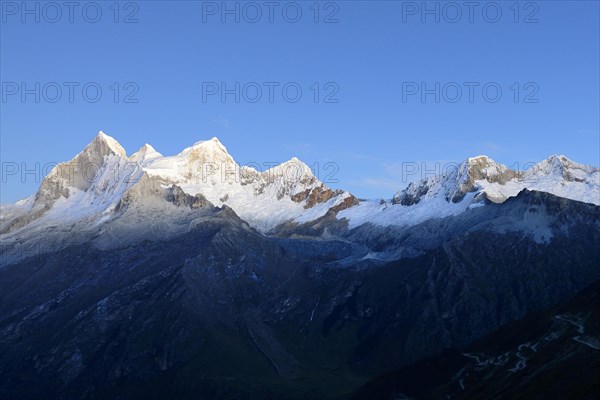 Mountain massif of Nevado Huandoy at dawn