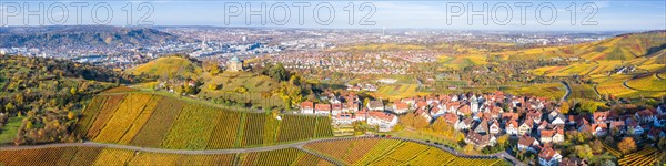 Grave Chapel Wuerttemberg Rotenberg Vineyards Aerial View City Travel Panorama in Stuttgart