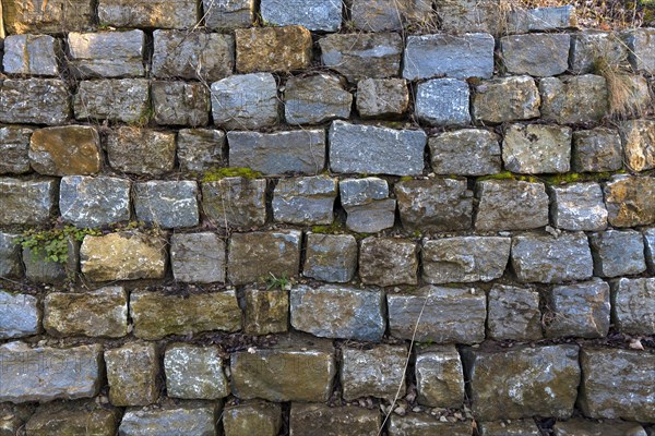 Dry stone wall with granite stones