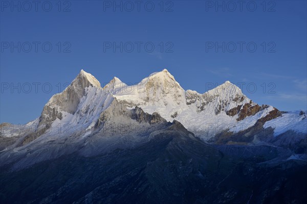 Mountain massif of Nevado Huandoy at dawn