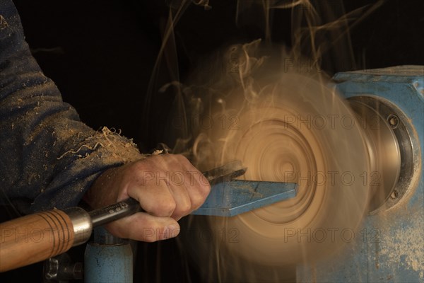 Wood turner at work