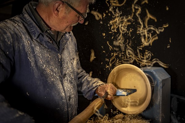 Wood turner at work