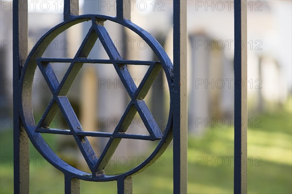 Star of David in the entrance gate of the historical Jewish cemetery