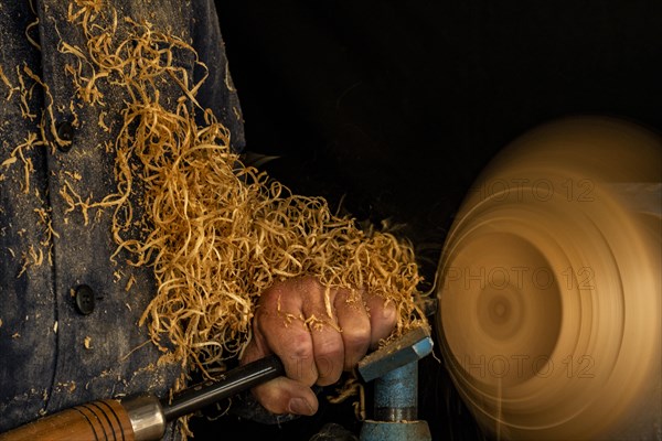 Wood turner at work