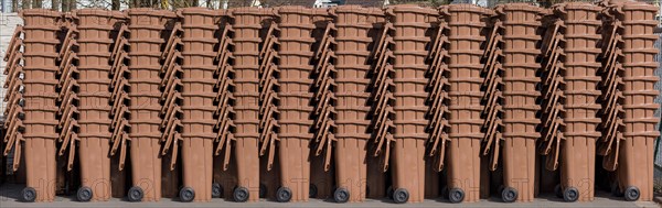 Stacked organic bins at a recycling yard Bavaria
