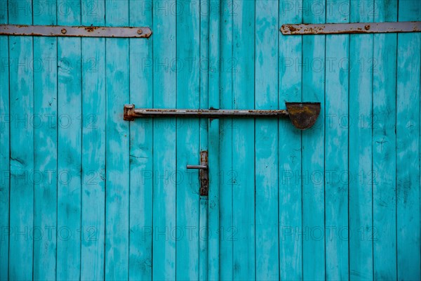 Turquoise garage door