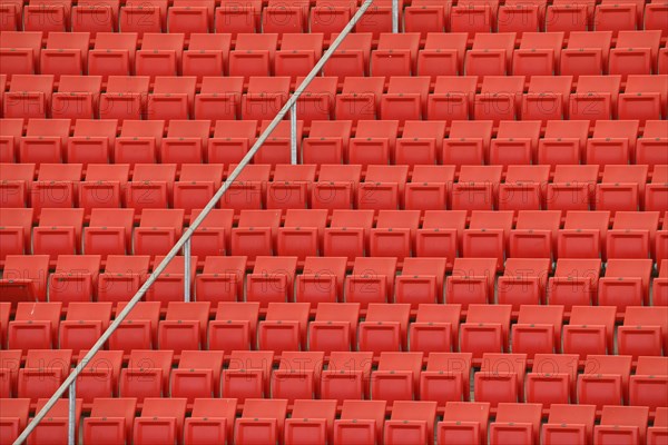 Red rows of seats on the grandstand