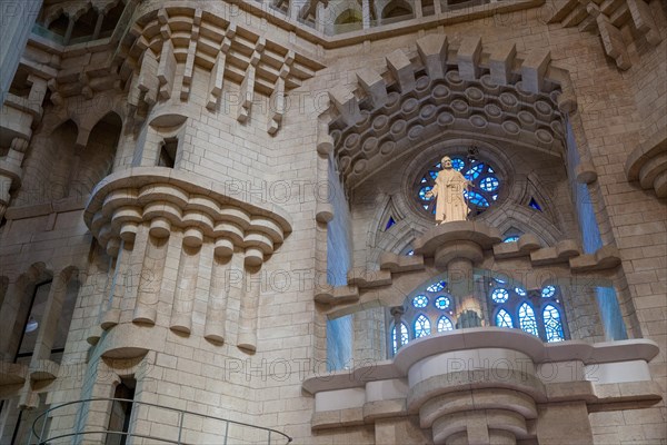 Interior of the Sagrada Familia or Basilica i Temple Expiatori de la Sagrada Familia