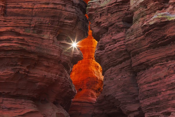 Rock formation of sandstone at light incidence