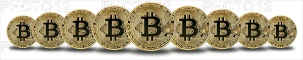 Bitcoin crypto currency online pay digital money cryptocurrency economy finance exempt in a row