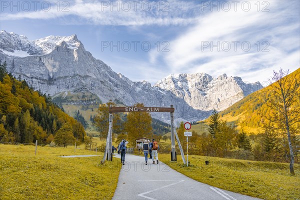 Hiker on hiking trail to Eng-Alm