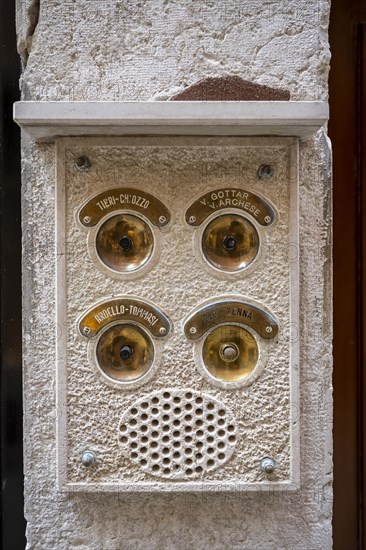 Doorbell on a house wall