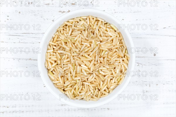 Rice Wild rice Natural rice raw from above Wooden board