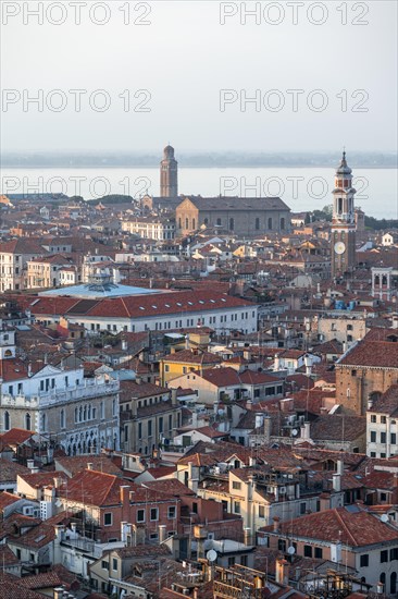 View from the bell tower Campanile di San Marco on numerous churches and houses of Venice