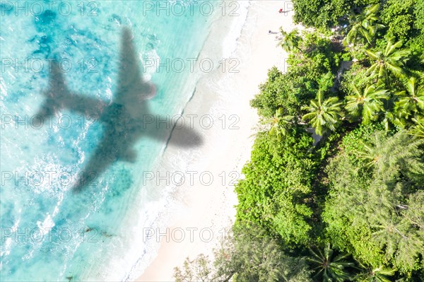 Holiday sea travel travel shadow airplane fly aerial photo beach air travel
