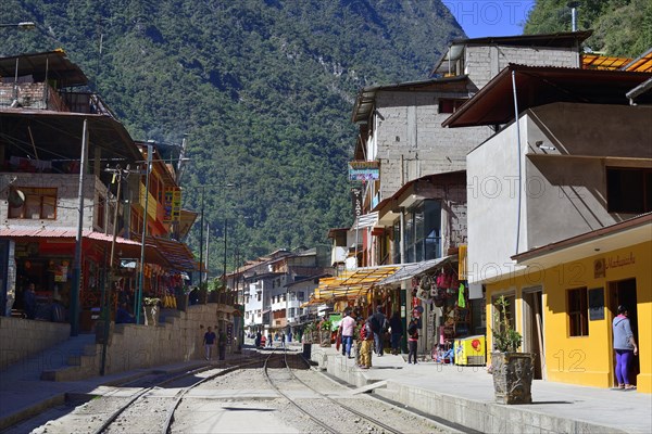 Railway tracks through the village of Aguas Calientes