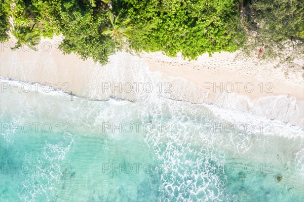 Takamaka beach drone shot bird's eye view