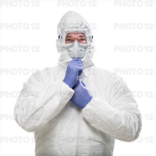 Man wearing hazmat suit