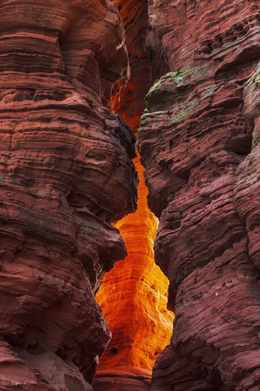 Rock formation of sandstone at light incidence