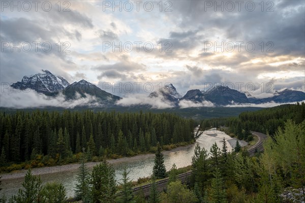 Cloudy Rocky Mountains at sunset