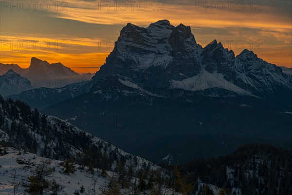 Peak of Monte Pelmo at sunset