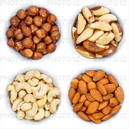 Nuts nut from above crop in front of a white background