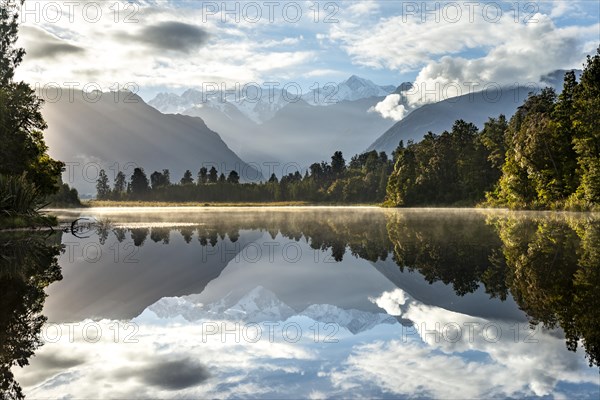 View of Mount Cook and Mount Tasman in morning light