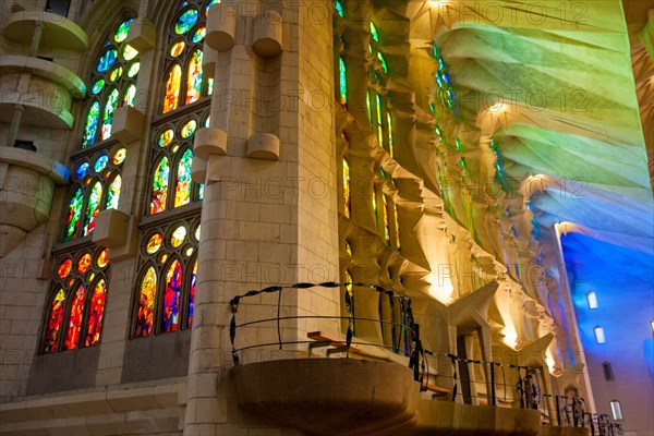 Interior of the Sagrada Familia or Basilica i Temple Expiatori de la Sagrada Familia