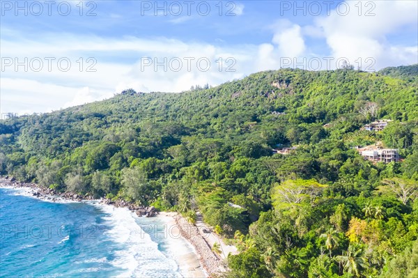 Landscape Takamaka Beach Beach Nature Drone Shot Mahe