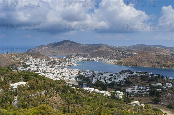 Overlook over Patmos an the town of Skala