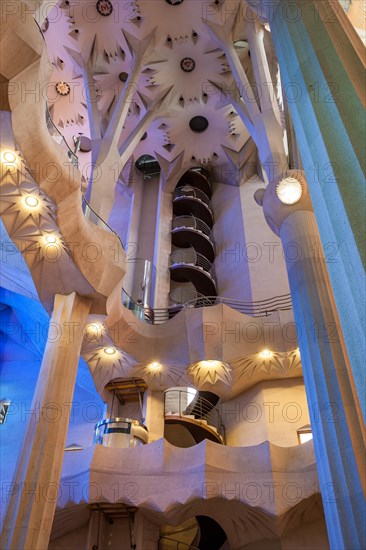 Interior of the Sagrada Familia or Basilica i Temple Expiatori de la Sagrada Familia