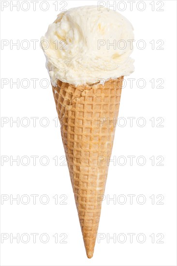 Vanilla ice cream vanilla ice cream in the wafer ball summer isolated cropped against a white background