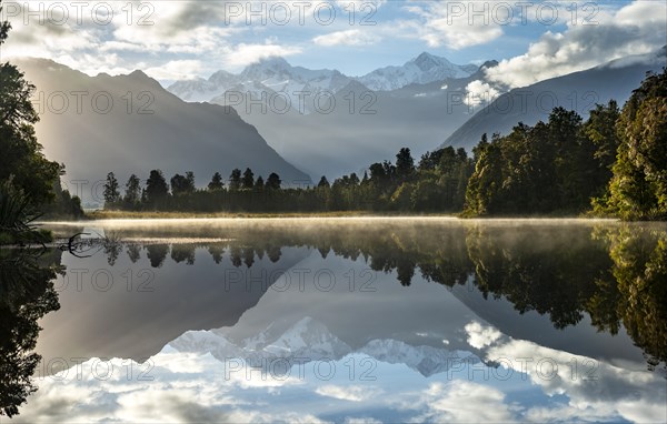 View of Mount Cook and Mount Tasman in morning light