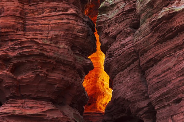 Rock formation of sandstone at light incidence