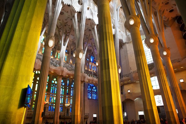 Interior of the Sagrada Familia or Basilica i Temple Expiatori de la Sagrada Familia