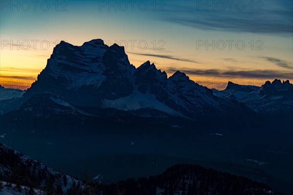 Peak of Monte Pelmo at sunset