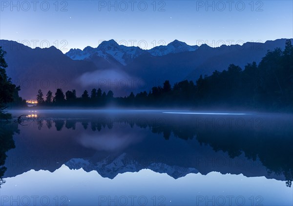 View of Mount Cook and Mount Tasman at sunrise