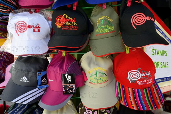 Souvenir stand with umbrella caps