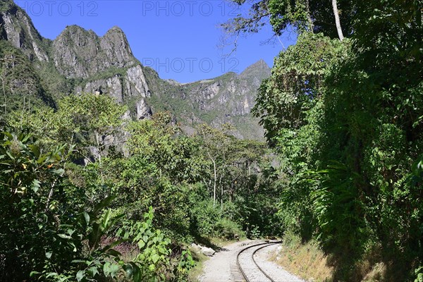 Railway tracks in the Urubamba Valley towards Cusco