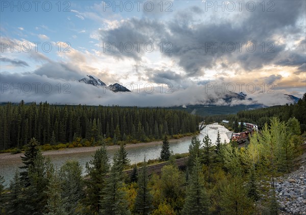 Cloudy Rocky Mountains at sunset