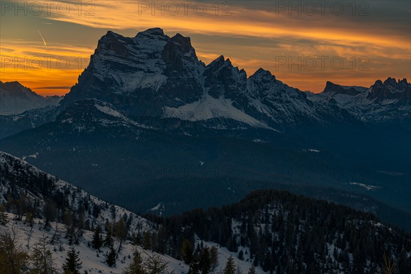 Peak of Monte Pelmo at sunset