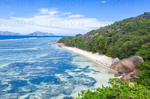 Anse Source d'Argent beach drone shot