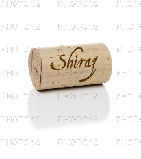 Shiraz wine cork isolated on white background