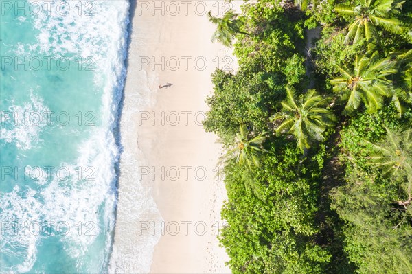 Takamaka beach drone shot bird's eye view