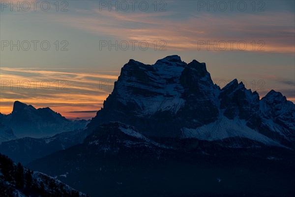 Peak of Monte Pelmo at sunset