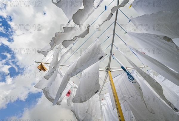 White laundry drying on a clothesline