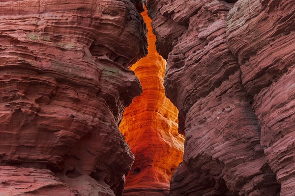 Rock formation of sandstone at light incidence